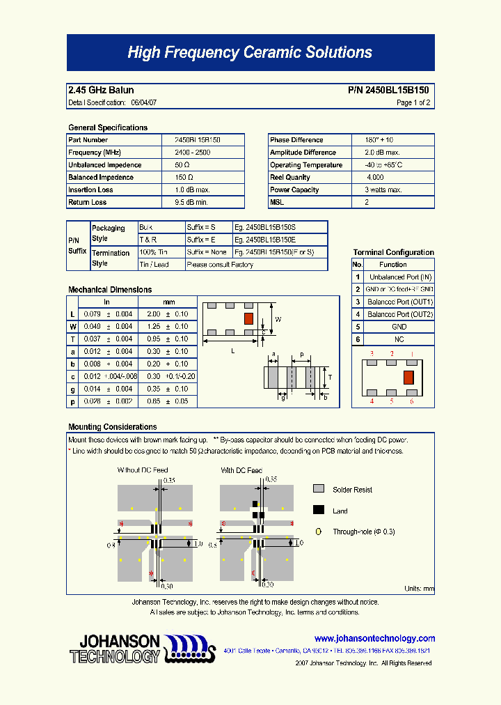 2450BL15B150_4867784.PDF Datasheet