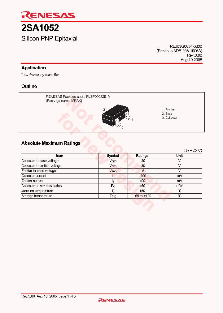 2SA1052MCTR-E_4319765.PDF Datasheet