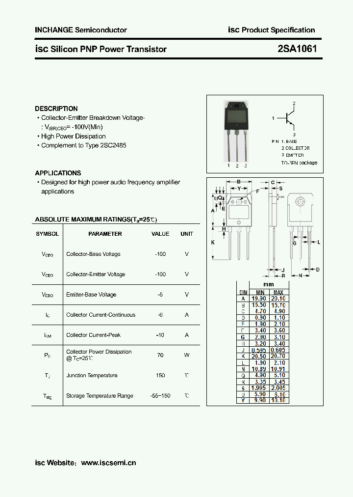 2SA1061_4305379.PDF Datasheet