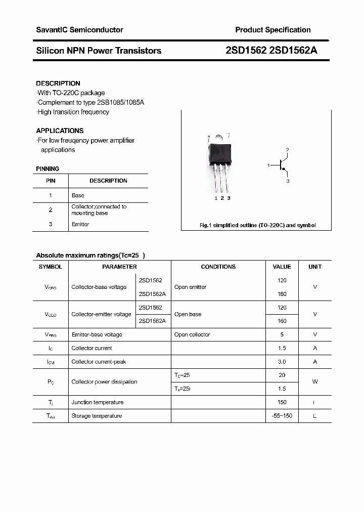2SD1562_4375557.PDF Datasheet