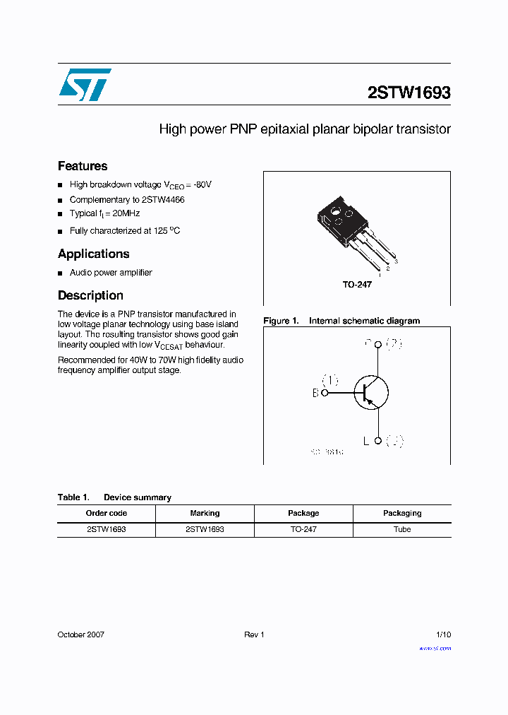 2STW1693_4213925.PDF Datasheet