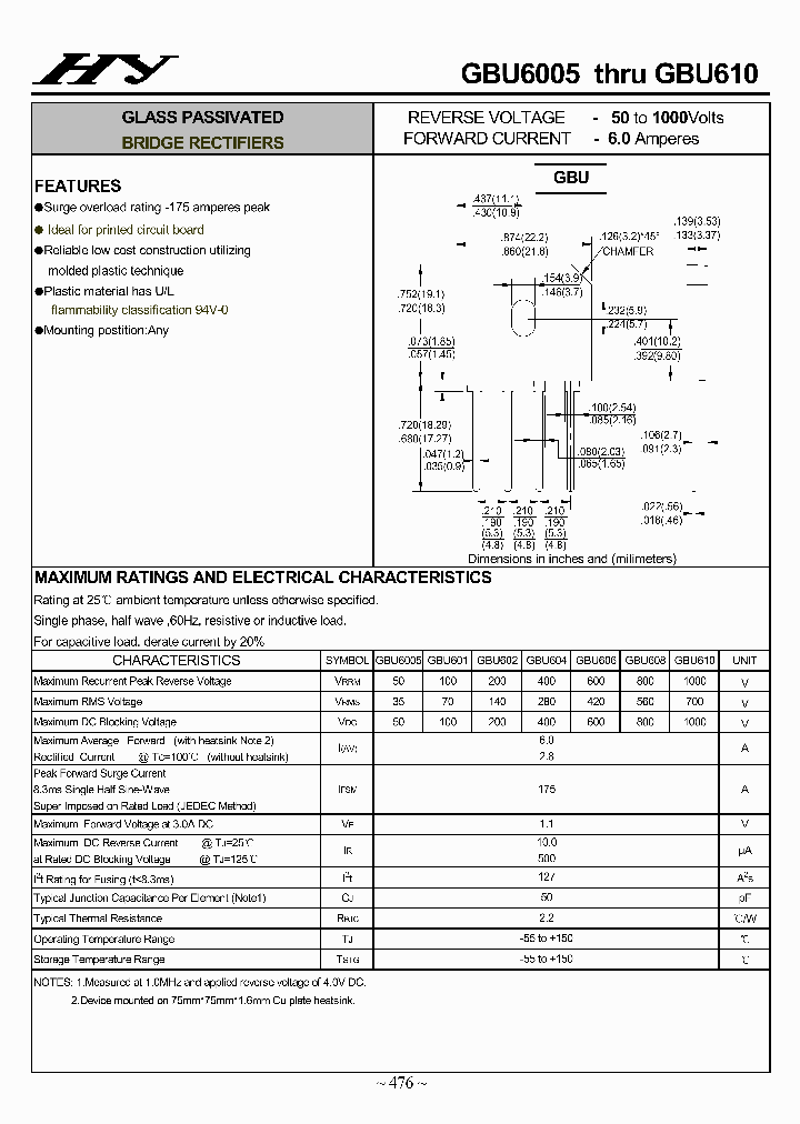 GBU6005-GBU610_4505007.PDF Datasheet