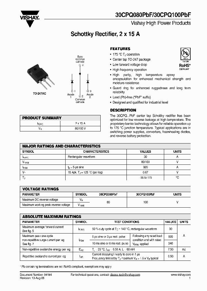 30CPQ100PBF_4257743.PDF Datasheet