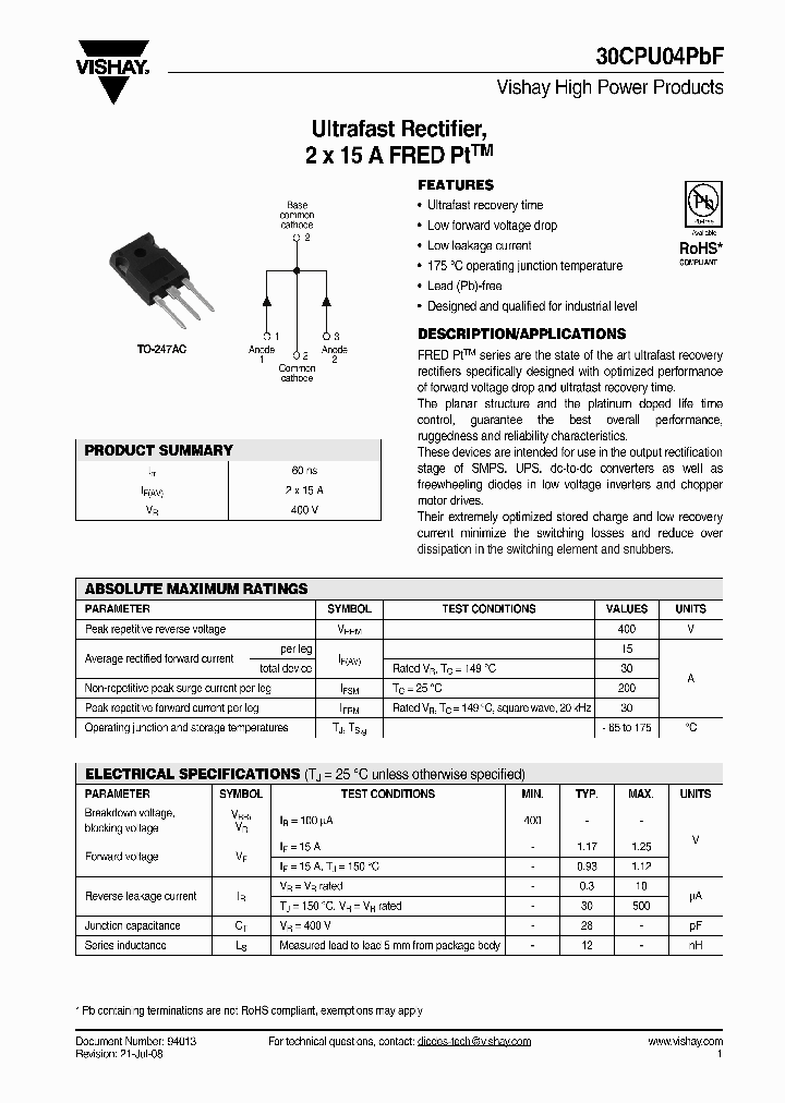 30CPU04PBF_4376549.PDF Datasheet
