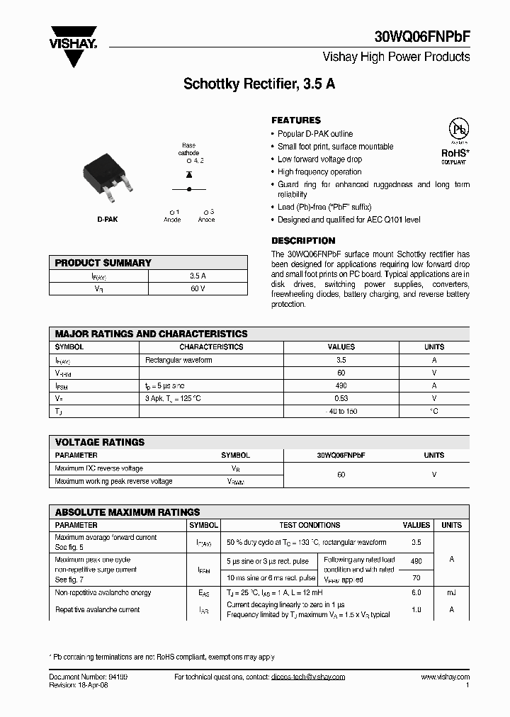 30WQ06FNPBF_4620941.PDF Datasheet