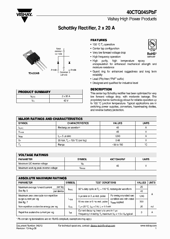 40CTQ045PBF_4371605.PDF Datasheet