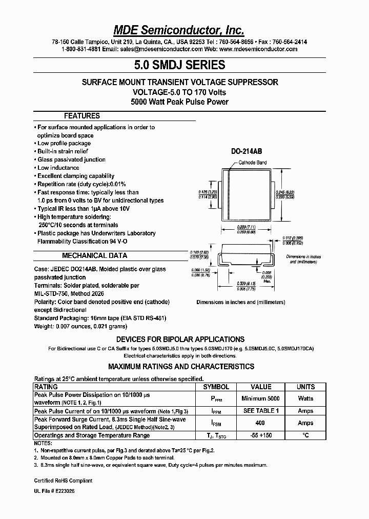 50SMDJ22A_4526311.PDF Datasheet