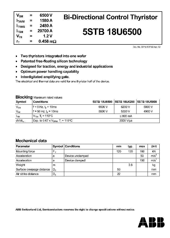 5STB18U6500_4375563.PDF Datasheet