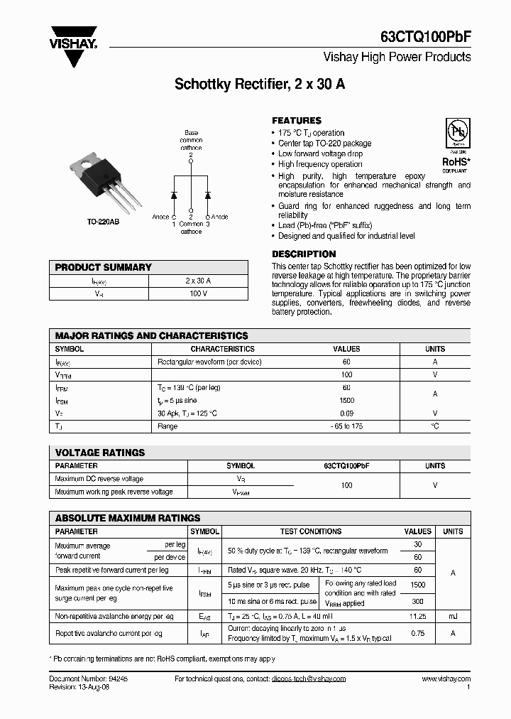 63CTQ100PBF_4886907.PDF Datasheet