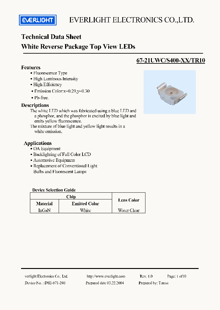 67-21UWCS400-XXTR10_4187215.PDF Datasheet
