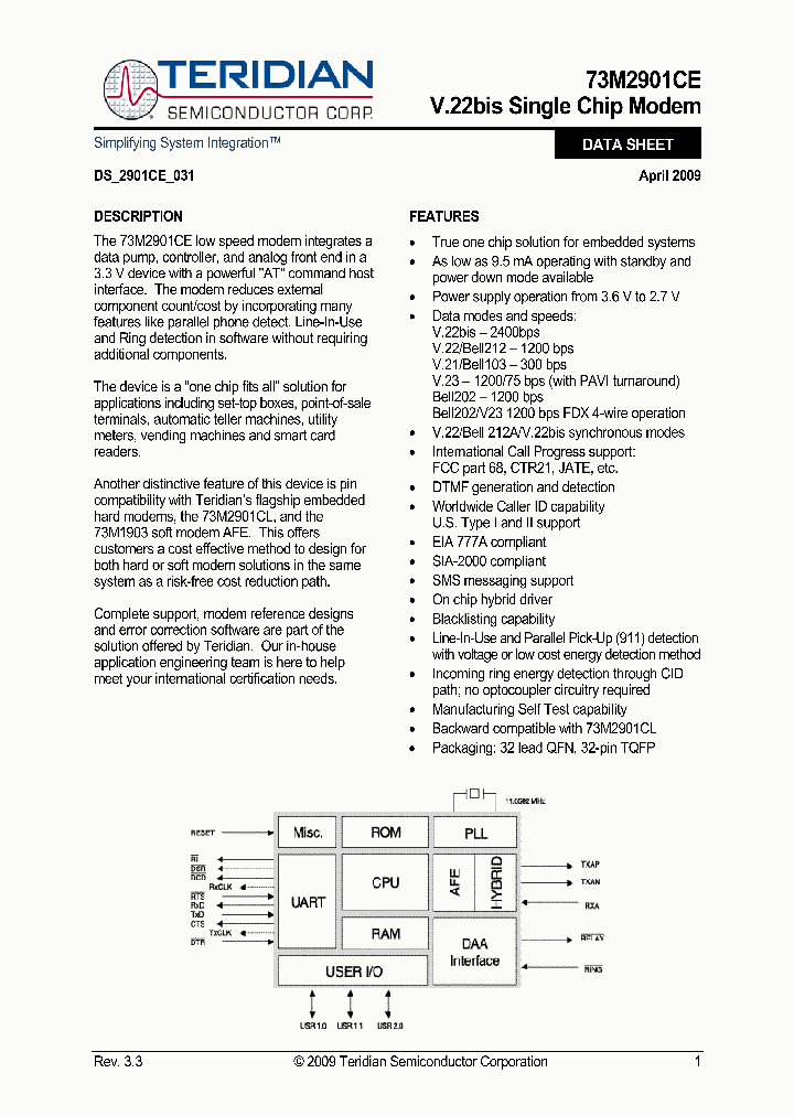 73M2901CE-IGVRF_4566235.PDF Datasheet