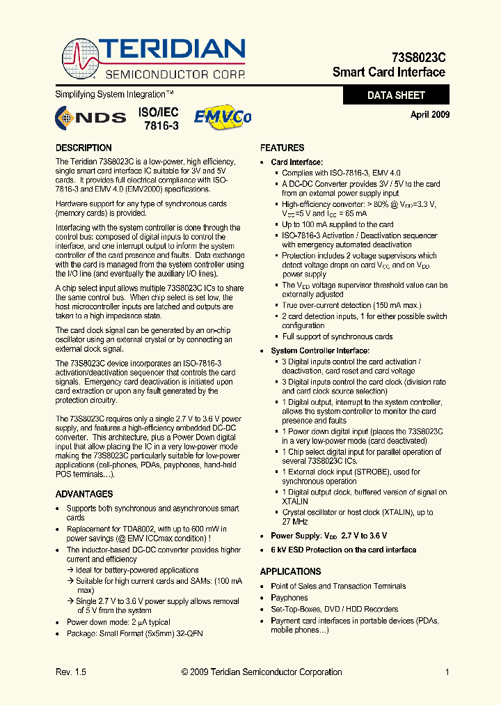 73S8023C_4530521.PDF Datasheet