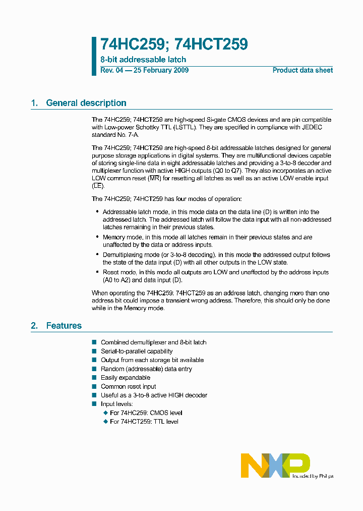 74HC259_4668839.PDF Datasheet
