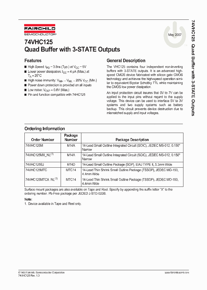 74VHC125MTCXNL_4347235.PDF Datasheet