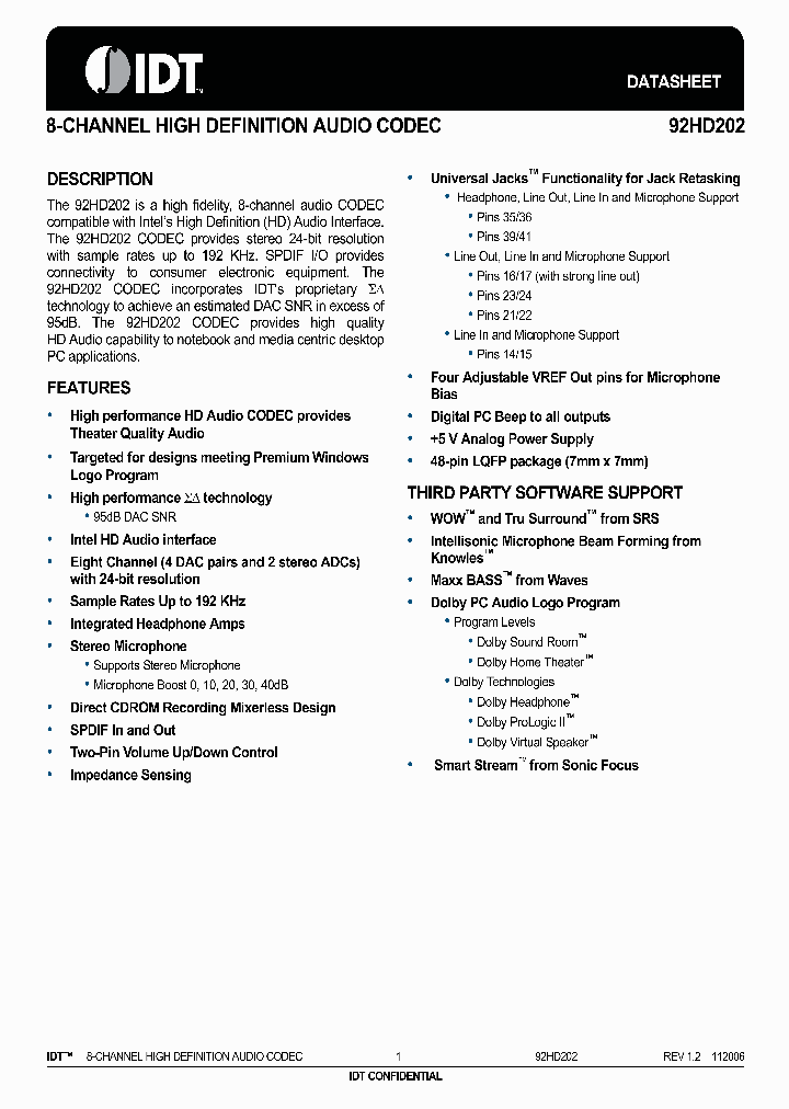 92HD202_4221488.PDF Datasheet