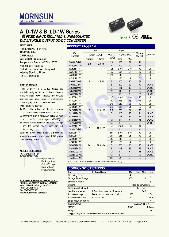 A1212D-1W_4460383.PDF Datasheet
