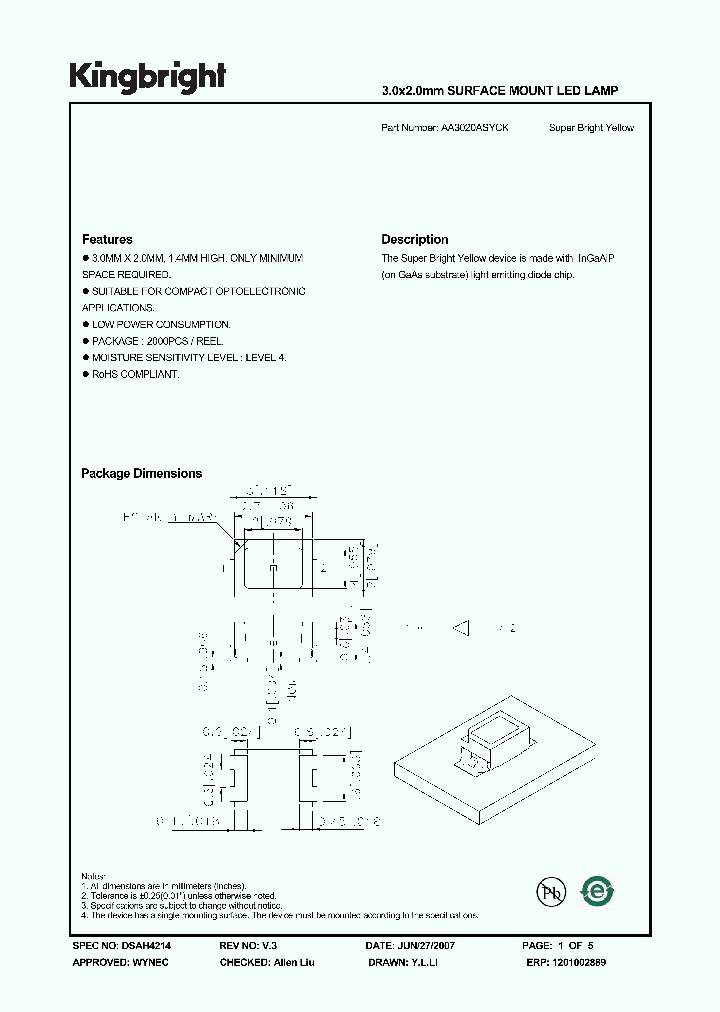 AA3020ASYCK_4287174.PDF Datasheet