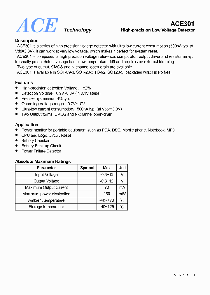 ACE301N40AM_4543974.PDF Datasheet