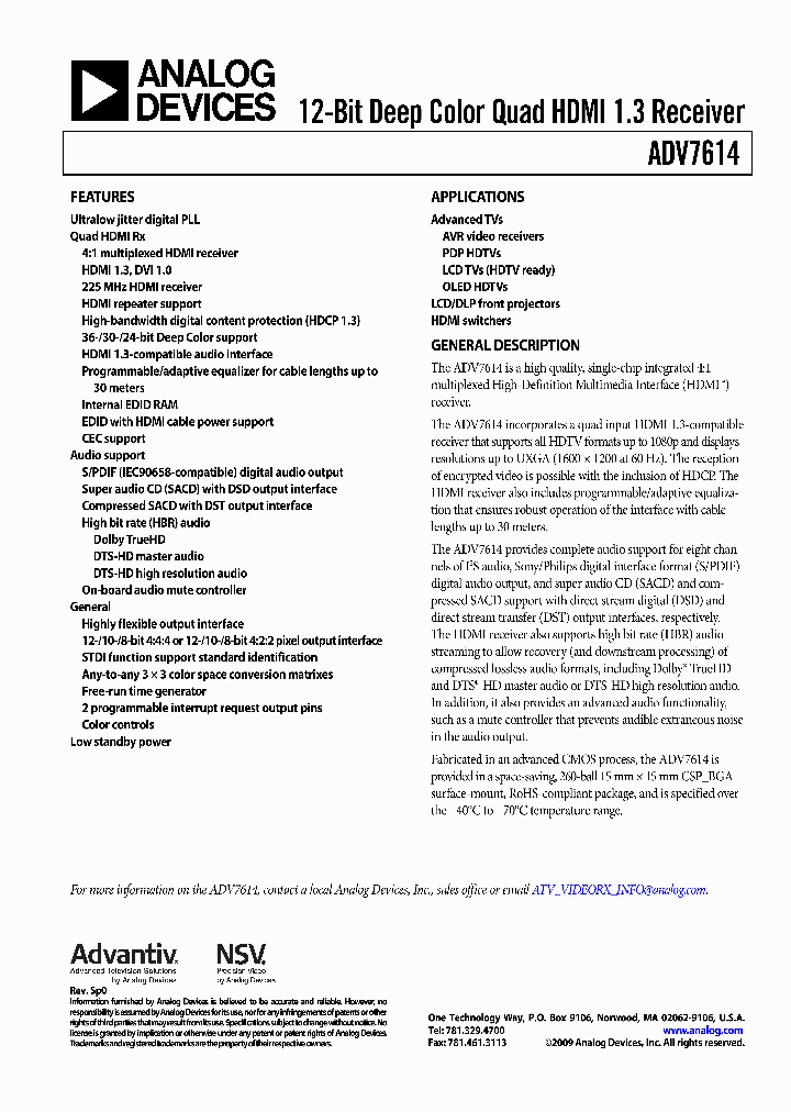 ADV7614_4793960.PDF Datasheet