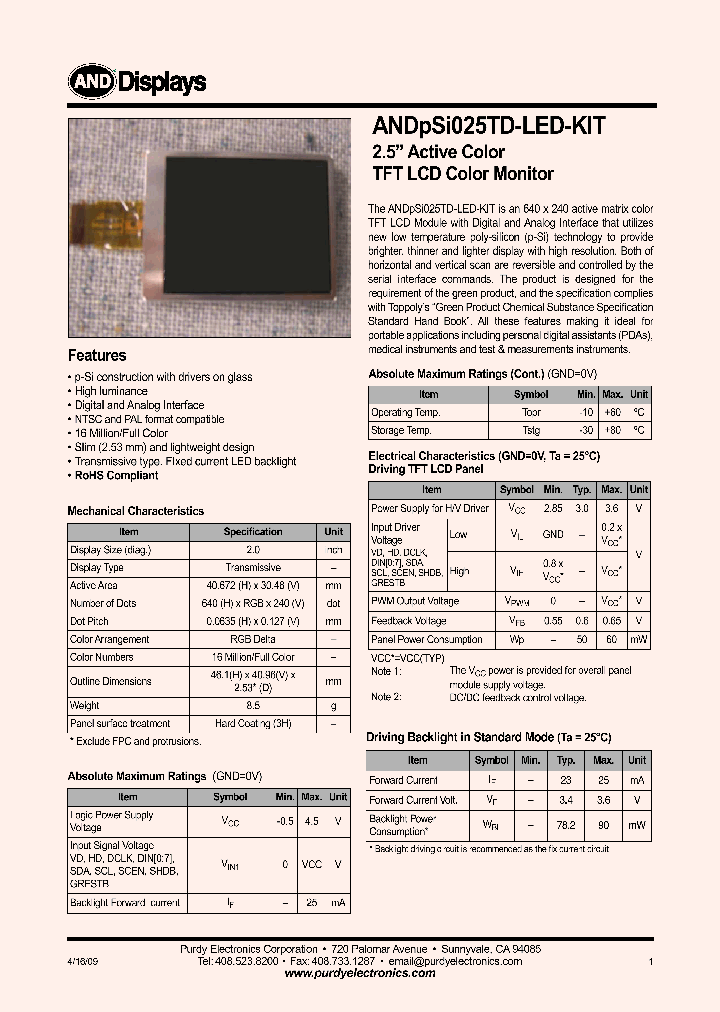 ANDPSI025TD-LED_4428351.PDF Datasheet