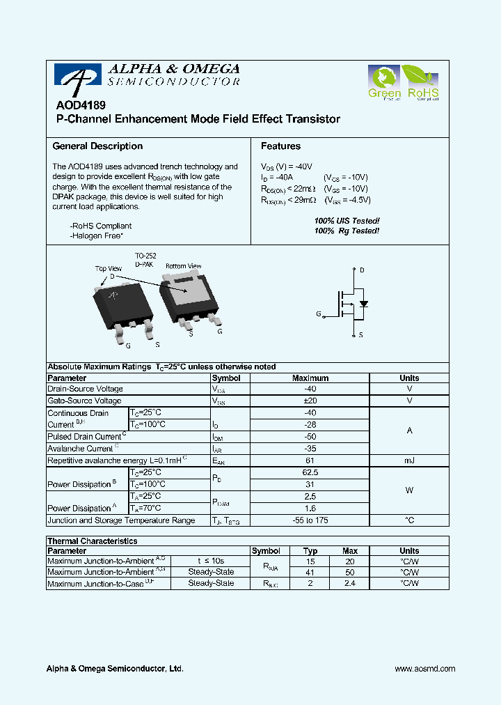 AOD4189_4621101.PDF Datasheet