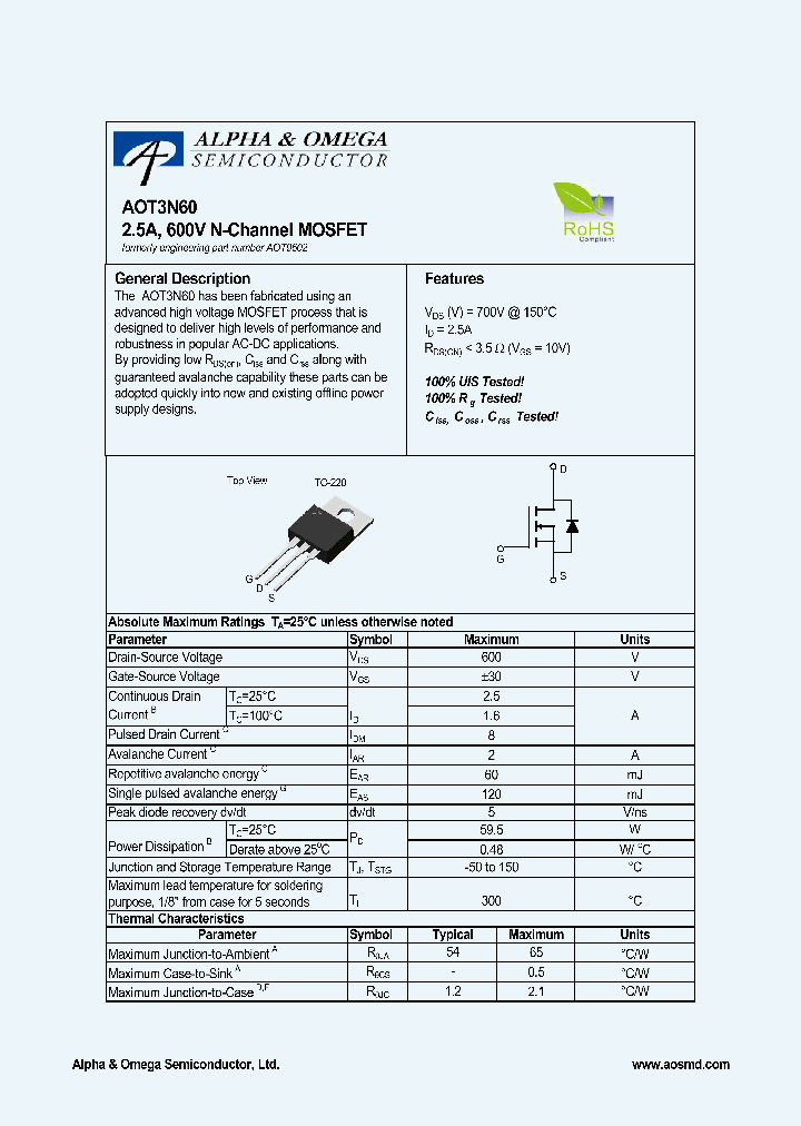 AOT3N60_4493344.PDF Datasheet