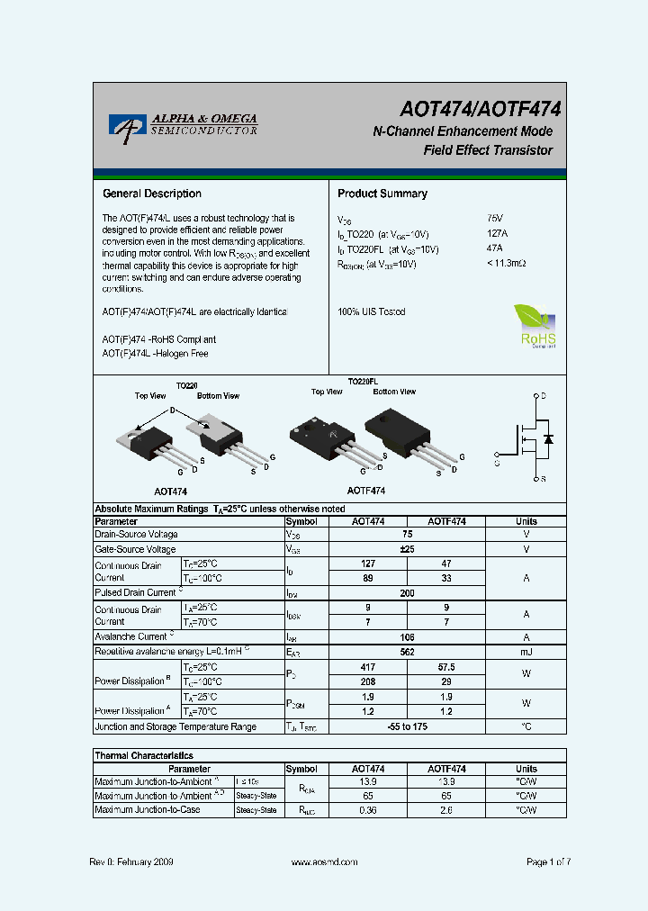 AOT474_4326713.PDF Datasheet