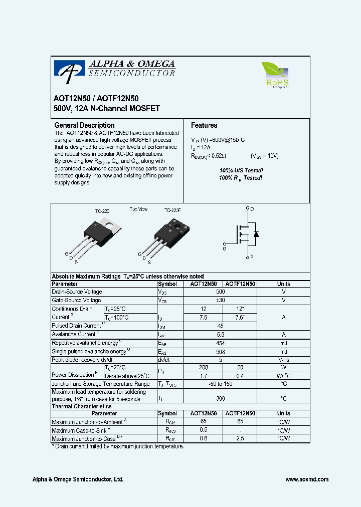 AOTF12N50_4348454.PDF Datasheet