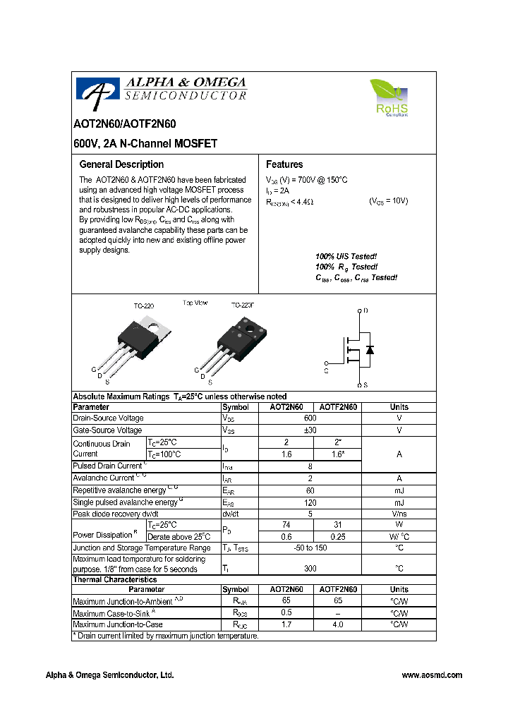 AOTF2N60_4414142.PDF Datasheet