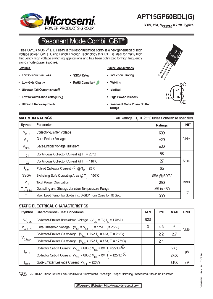 APT15GP60BDL_4529499.PDF Datasheet