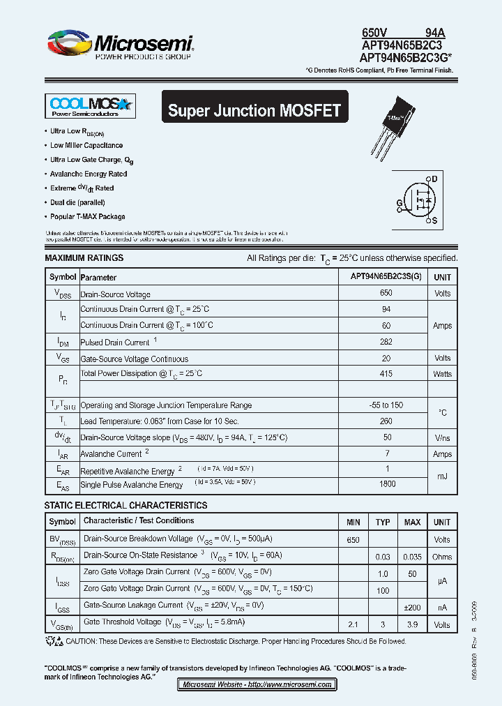 APT94N65B2C3_4471159.PDF Datasheet