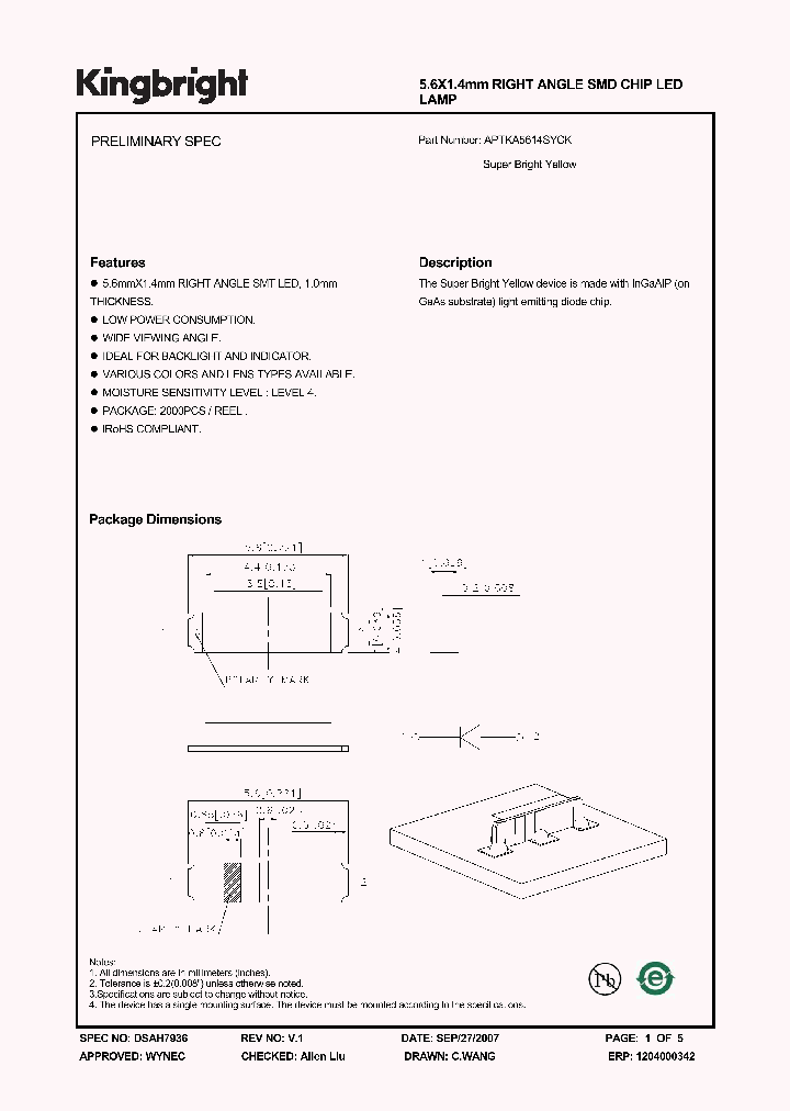 APTKA5614SYCK_4288539.PDF Datasheet