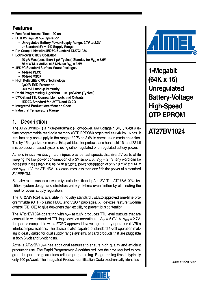 AT27BV1024_4359965.PDF Datasheet