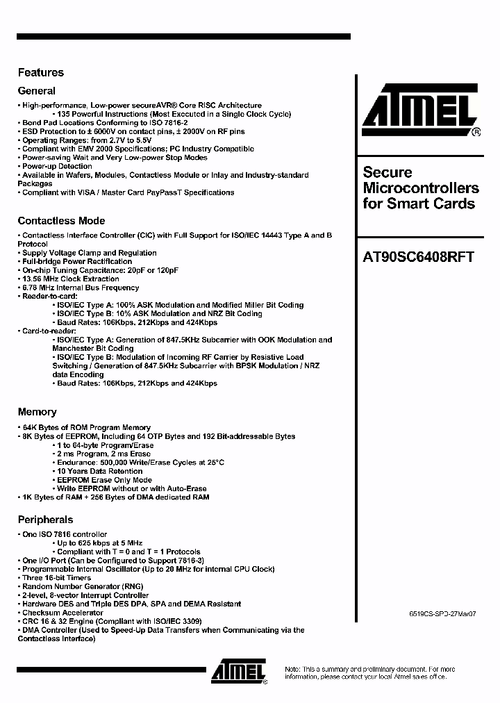 AT90SC6408RFT_4294680.PDF Datasheet