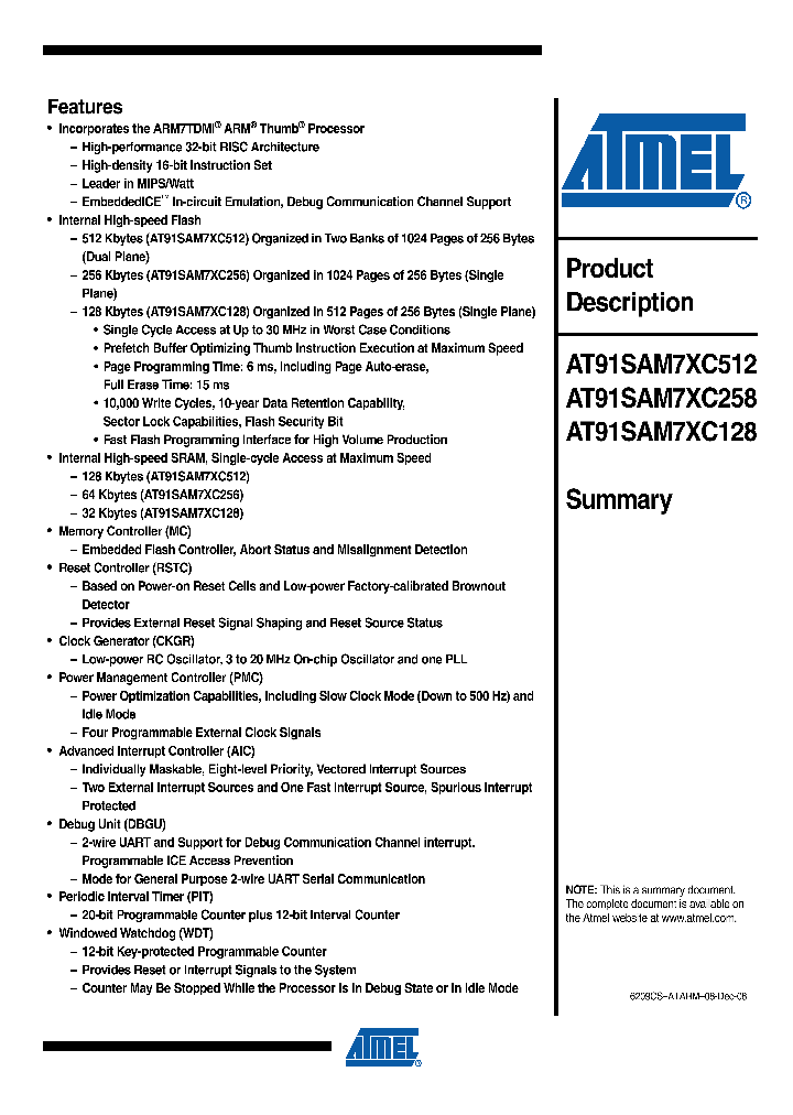 AT91SAM7XC512_4292781.PDF Datasheet