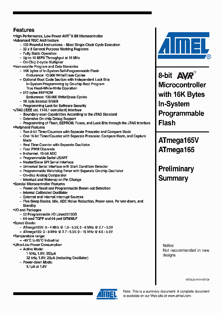 ATMEGA165V091_4909756.PDF Datasheet