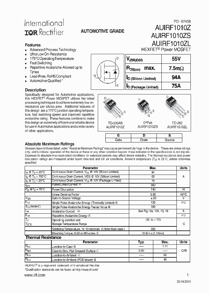 AUIRF1010Z_4592834.PDF Datasheet