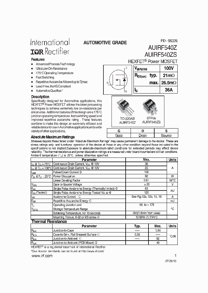 AUIRF540Z_4867556.PDF Datasheet