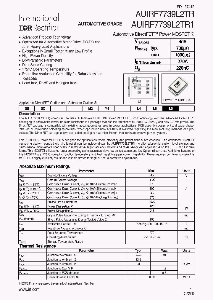 AUIRF7739L2TR_4620865.PDF Datasheet
