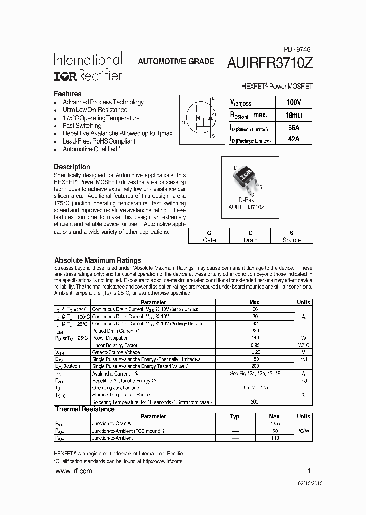 AUIRFR3710Z_4608458.PDF Datasheet