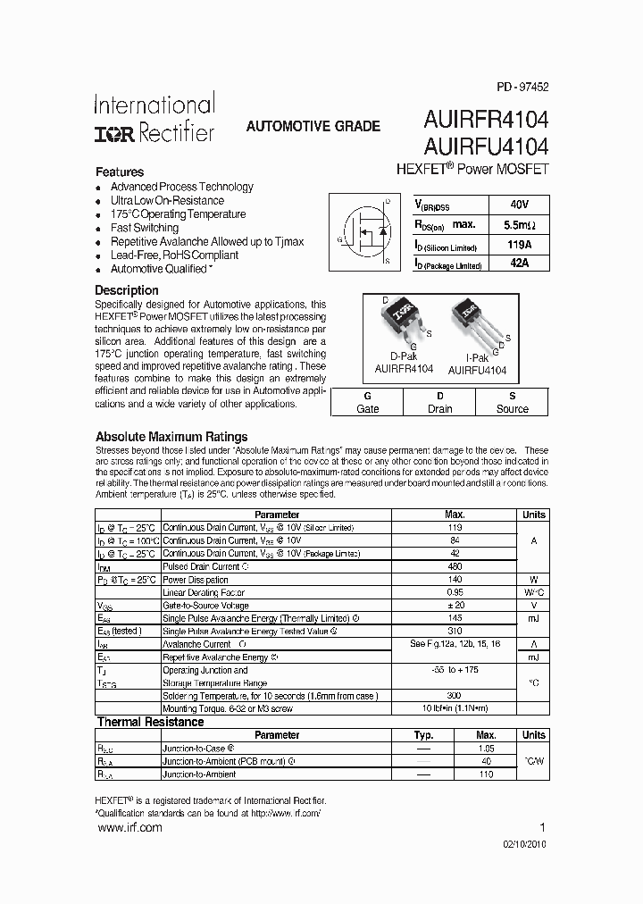 AUIRFU4104_4546345.PDF Datasheet