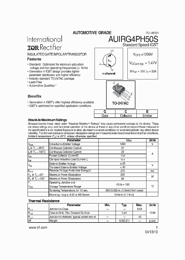 AUIRG4PH50S_4912995.PDF Datasheet