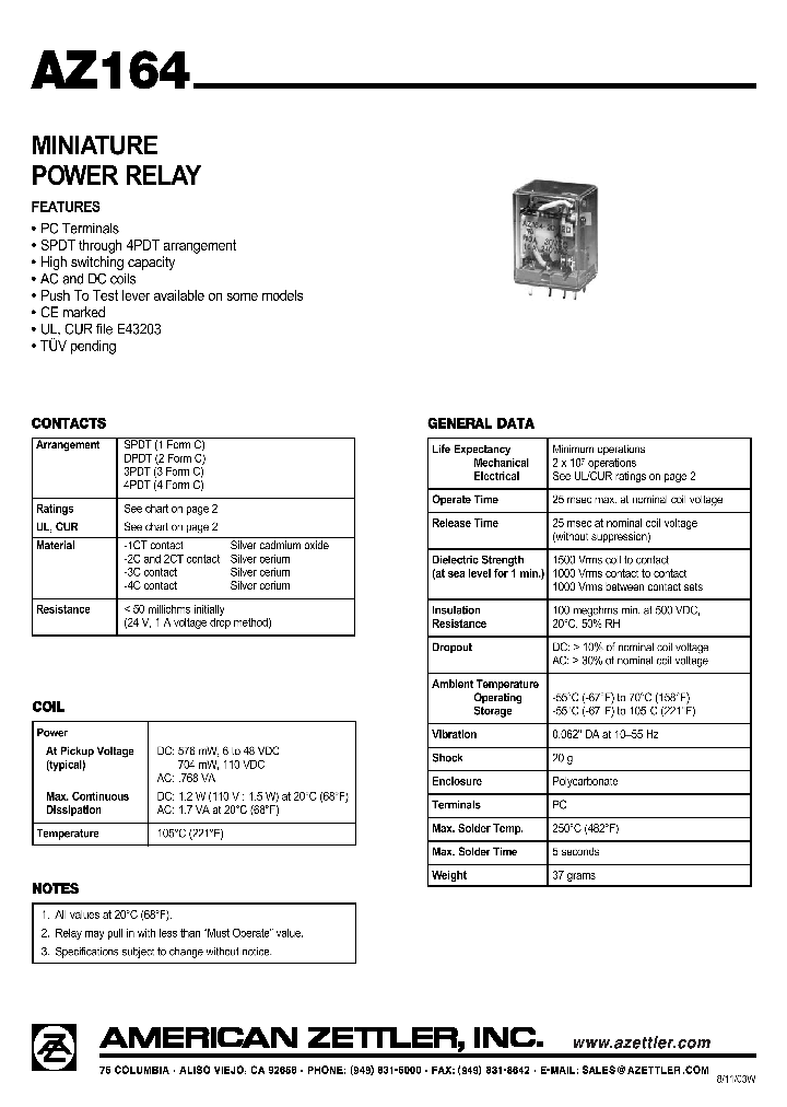 AZ164-1CT-120A_4646435.PDF Datasheet