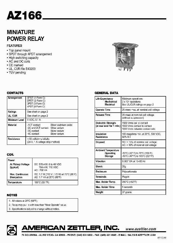 AZ166-1CT-120A_4494301.PDF Datasheet
