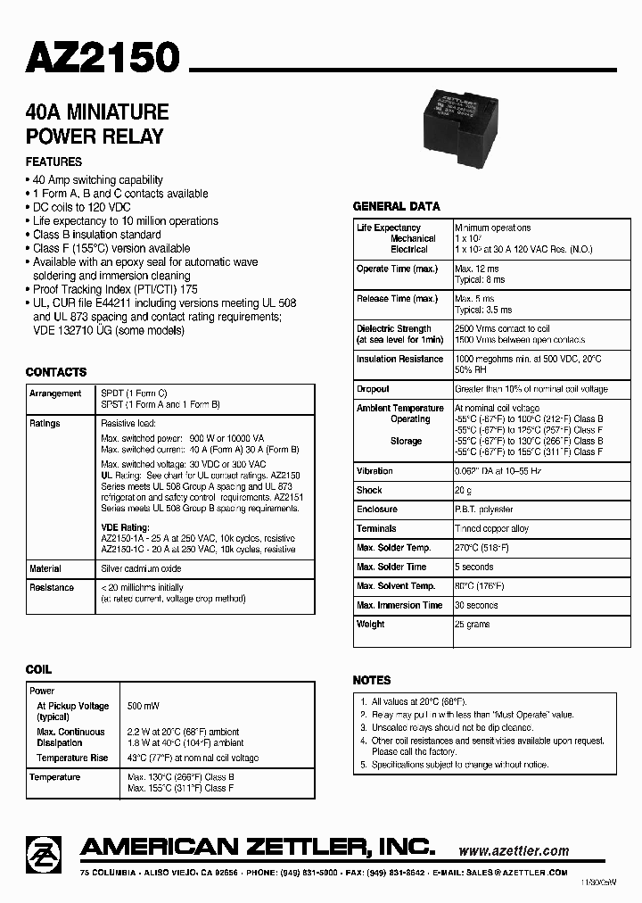 AZ2150-1A-110D_4428119.PDF Datasheet