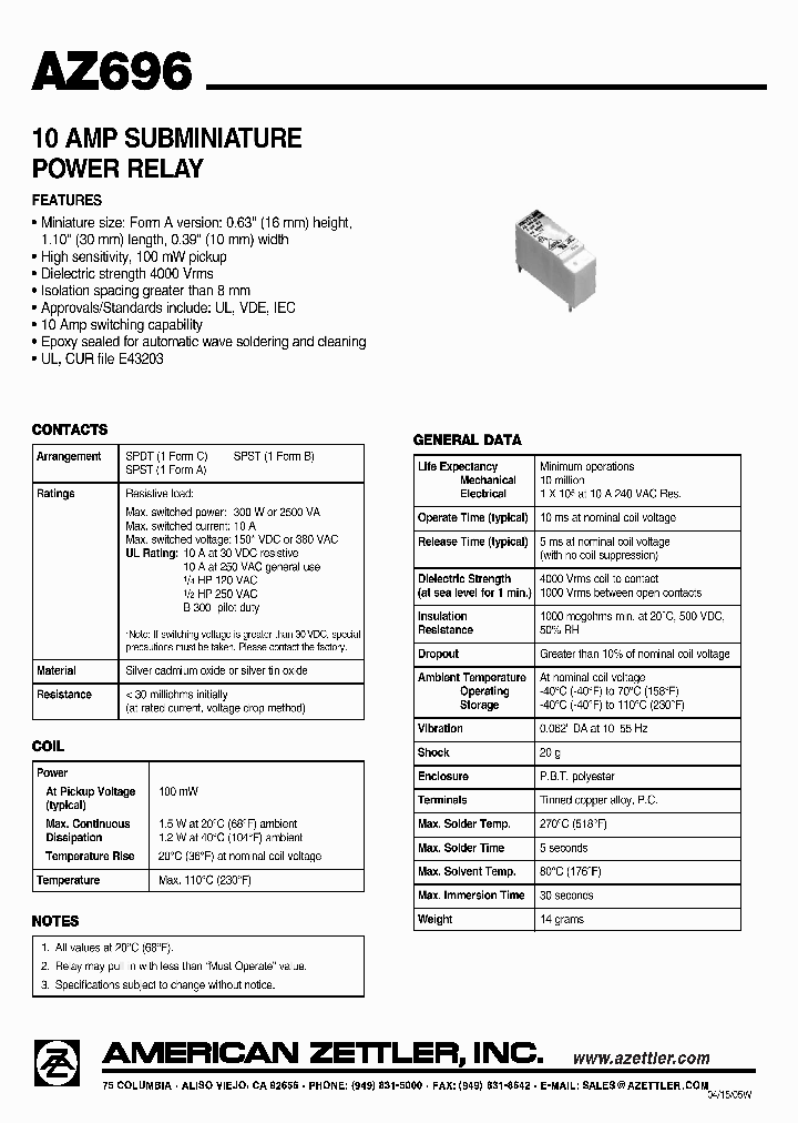 AZ696-1A-12D_4693633.PDF Datasheet