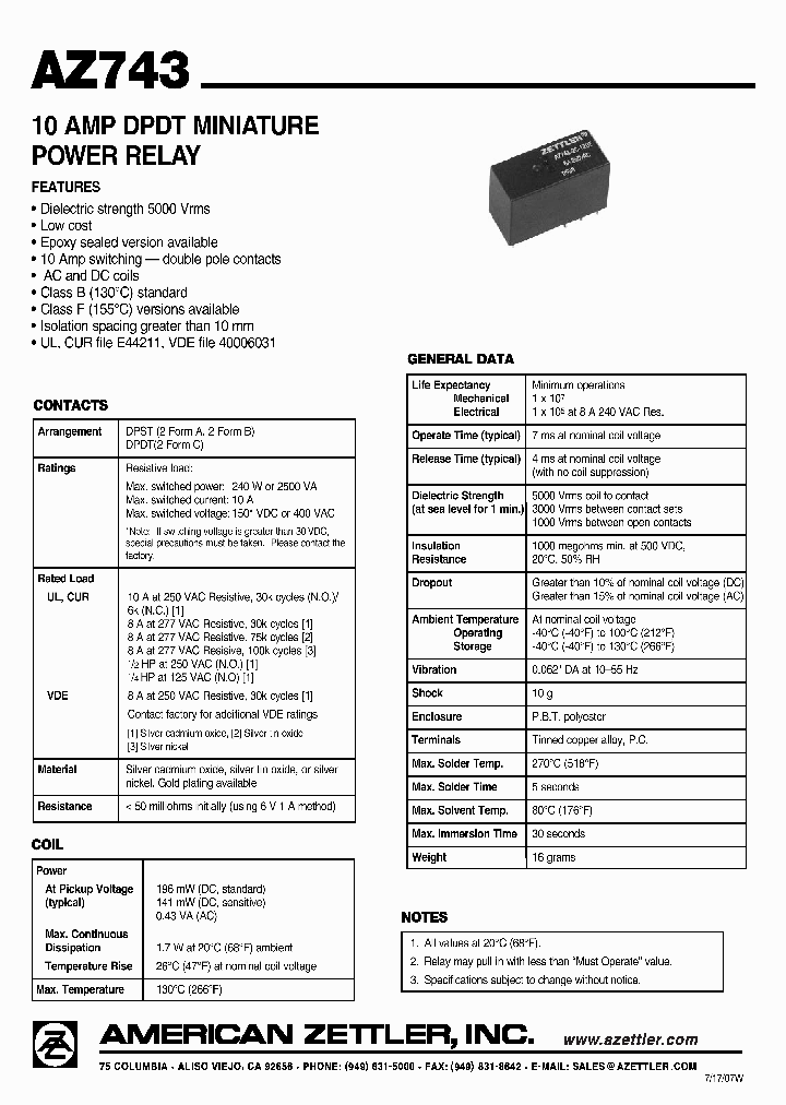 AZ743-2C-110D_4867963.PDF Datasheet