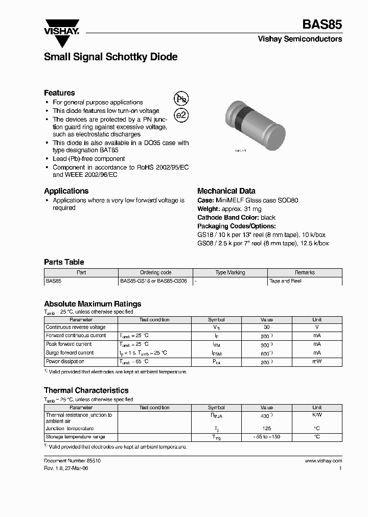 BAS85-GS08_4398219.PDF Datasheet