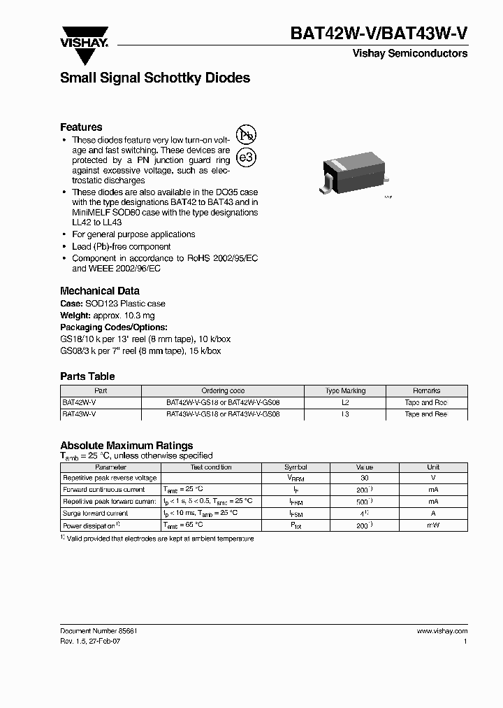 BAT43W-V_4579919.PDF Datasheet