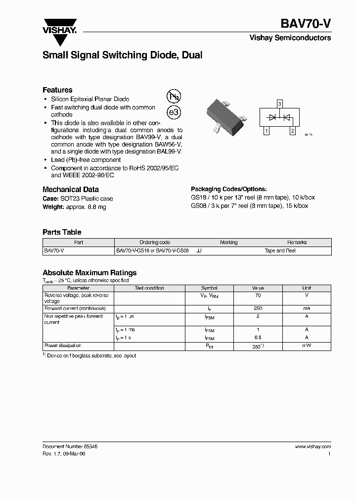 BAV70-V_4575720.PDF Datasheet